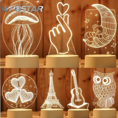 3D LED Night Light Jellyfish Owl Table Light for Room Home Decor Perfect Gift