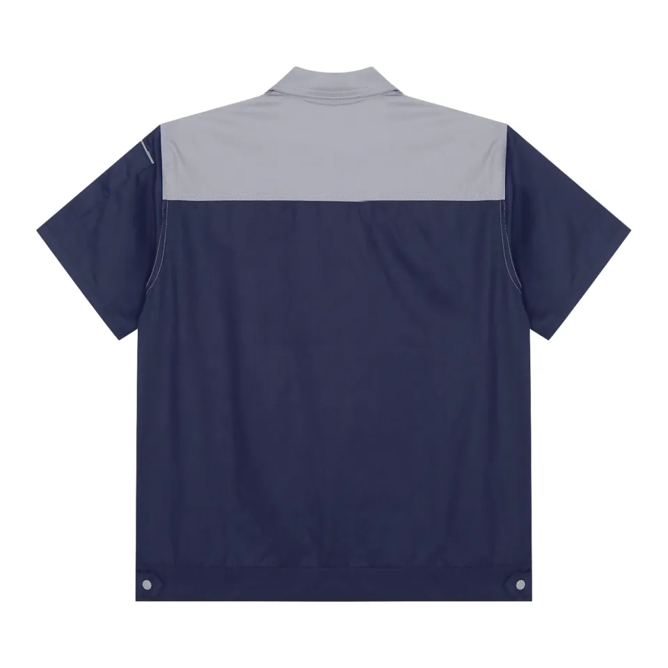 Mens Workshop Shirt Uniform Short Sleeve Zipper Factory Work