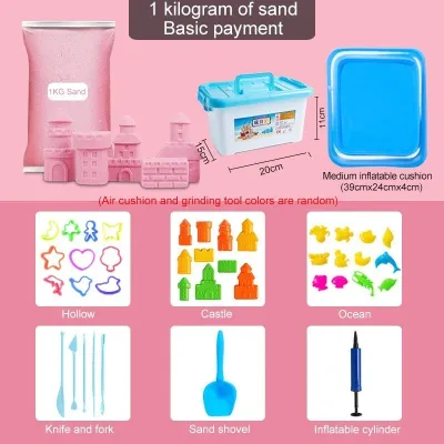 1KG Kids Kinetic Sand Play Set Motion Space Play Sand with Pool Ultra Light Clay Castle Toys Safe
