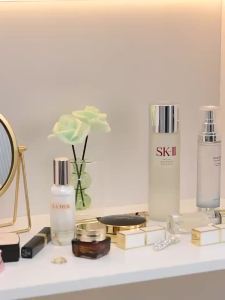 Light luxury household mirror cabinet storage box wall mounted countertop dual-purpose cosmetics jewelry earrings sorting storage and storage rack