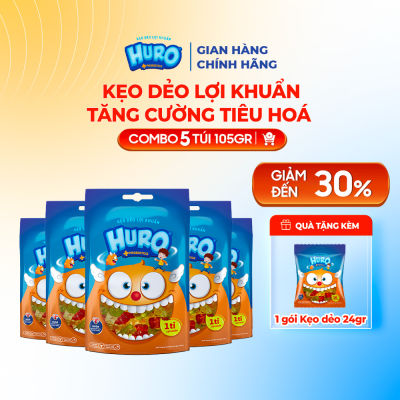 Combo 5 Túi Kẹo Dẻo Lợi Khuẩn HURO PROBIOTICS Túi 105g