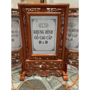 Khung Ảnh Thờ Đục Kép Gỗ Hương Đá – Họa Tiết Tinh Xảo Mẫu Mới Sang Trọng