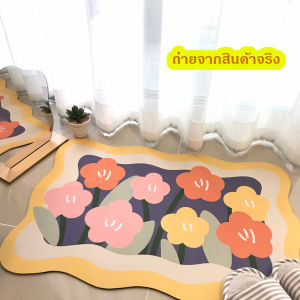 H211 พรมปูพื้น ดูดซับน้ำได้ดี กันลื่น แบบแห้งเร็ว สไตล์นอร์ติกสำหรับห้องน้ำ พรมห้องน้ำ พรมดอกไม้ พรมซิลิโคนไดอะตอม