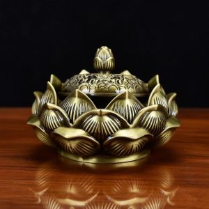 Lư Xông Trầm Hương Hoa Sen Cổ Kính Bằng Đồng Chạm Khắc Tinh Xảo Đồ Thờ Cúng Phòng Khách Ấm Cúng Tâm Linh