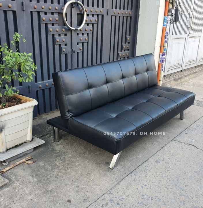 SOFA GIƯỜNG CHÂN INOX XUẤT KHẨU - SOFA BED BỌC DA MÀU ĐEN | Lazada.vn