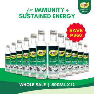 Laurin 100% Coco MCT Oil from Coconut Oil 500mL (2 inner boxes/12 bottles)