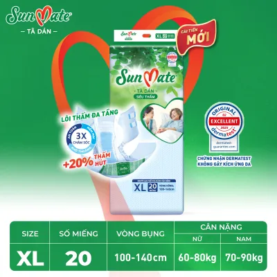 Tã dán người già SunMate M18/L18/XL18 + 2 miếng