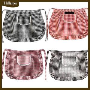 [Hillarys] Tạp dề vuông kiểm tra nửa eo Tạp dề chất liệu cotton chống vết bẩn thoáng khí nấu ăn tại nhà quần áo làm việc phụ kiện nhà bếp