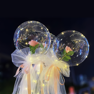 LED Rose Flower Bouquet Balloon Set DIY Belon Bunga Ros Valentine Birthday Gift