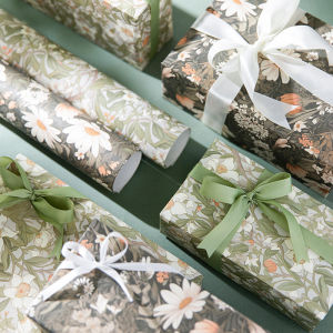 5PCS Premium Thick Spring Green Luxury Gift Wrapping Paper - Elegant Botanical Art Design for Birthday PresentsPresent Wrapping