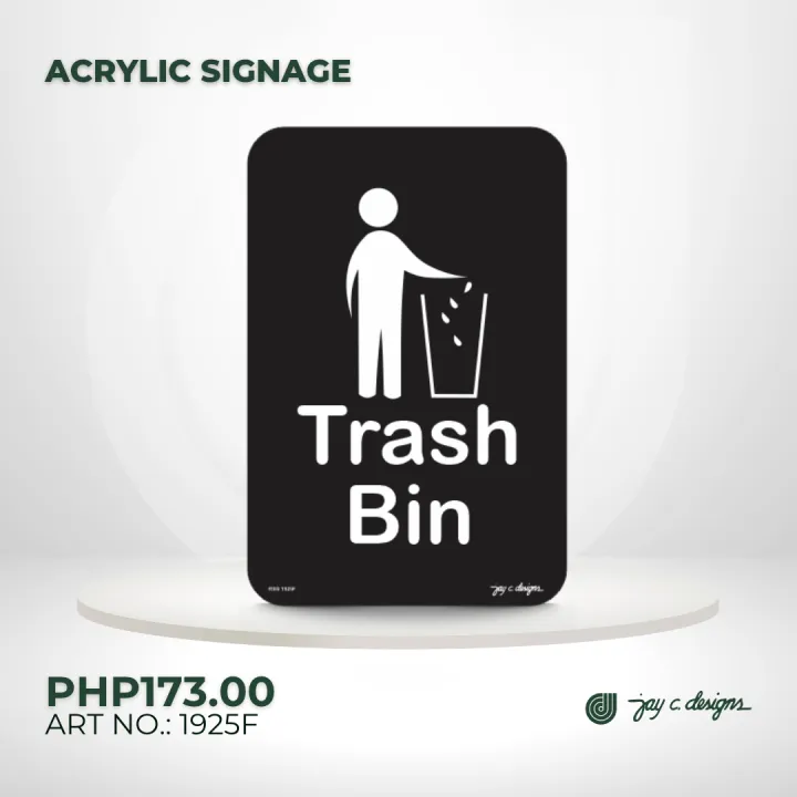 Trash Box Lettering Acrylic Signage Trash Bin - 6.0