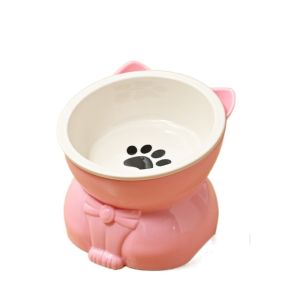 TZD62 Dễ thương Bát cho mèo Gốm Sáng Tạo Chậu cho ăn thức ăn cho chó Hộp đựng thức ăn Miệng xiên Bát Chân cao cho thú cưng Bảo vệ cổ