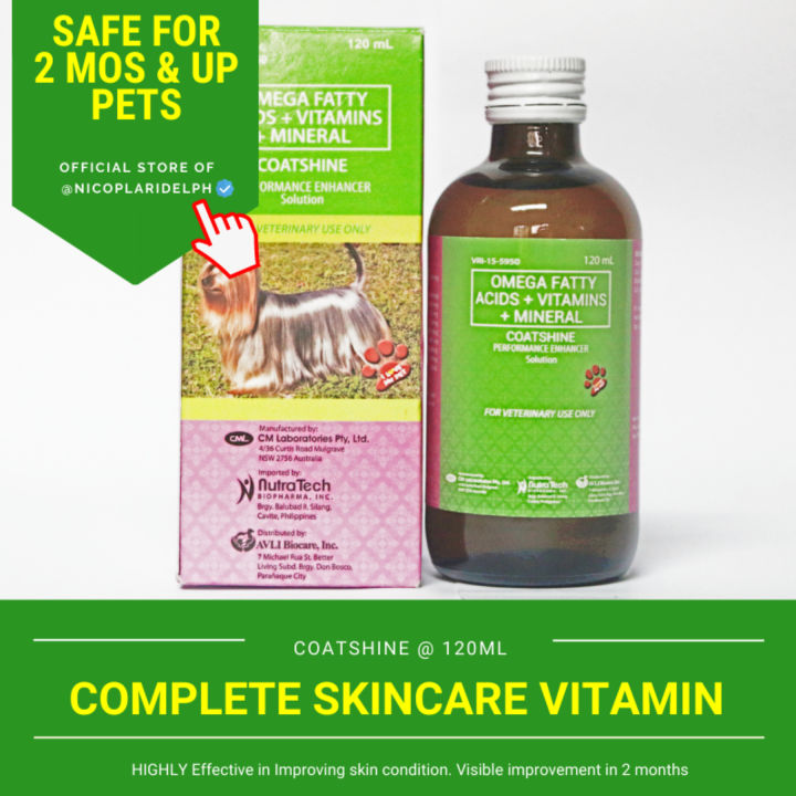 Coatshine with Omega Fatty Acids, Vitamin E, EPA, DHA, Zinc and Cod Liver Oil for pets (120ml