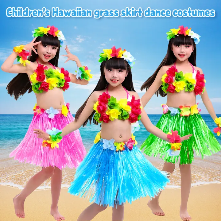 Hawaiian Grass Skirt Costume For Kids Festive Party Supplies With Plastic  Fibers, Perfect For Beach Dances And Patry Decorations From Crocharmsbag,  $1.48