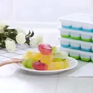 Combo 5  Khay làm Đá KT 23 cm Có Nắp Đậy Silicon mỗi khay 14 Viên Khay Đựng Đá Tủ Lạnh Làm Đá Thạch Kem