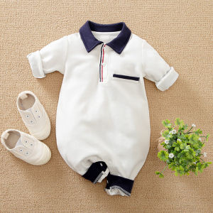 Baby Clothes 100% Cotton Long Sleeve Jumpsuit Gentleman Bodysuit Bowknot Decorate Romper For 0-18months Baby Boys