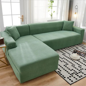 TaiHaoLe Sofa Cover L Shape Sarung Sofa 2/3/4 Seater Slipcover Solid Color Universal Elastic Sofa Cushion Cover Thick Sofa Couch Protector