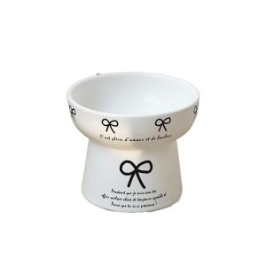 PETPARADIS Cute Cat Bowl Anti Tipping Ceramic Pet Drinking Feeder Multi-use Large Capacity Pet High Foot Bowl Neck Protection