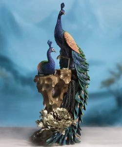 SG Local -QM Pure Copper Peacock Figurine "Flower of Fortune" Home Decoration - Elegant Living Room Desktop Ornament Luxury Housewarming Gift
