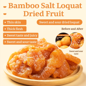 Bamboo Bee Salt Loquat Dried Fruit Non-Additive Coreless Healthy Preserved Snack with Original Flavor