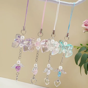 Fashion Heart Phone Lanyard Stylish Phone Charm Bowknot Phone Embellishment Bag Pendant Gift for Fashion Enthusiasts