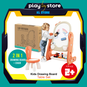 Kids Drawing Board Study Table Set With Chair Drawing Board with Painting Supplies for Little Boys and Girls