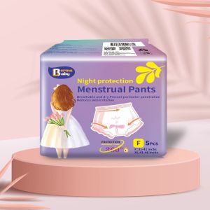 BERMA BABY Breathable Cotton All Night Women Menstrual Pants M-XL 5PCS/Pack Women Menstrual Pants 360° Elastic Waist Band Disposable Sanitary Napkins Maternity Diaper Pants