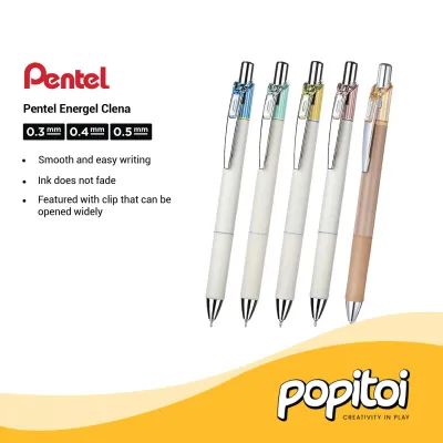 Pentel Energel Clena 0.3 0.4 0.5 mm Gel Pen Pulpen Ballpoint Ballpoin