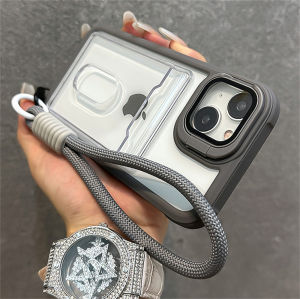 【Super low price】Acrylic Card Holder Fold Camera Bracket Clear Case for iPhone 17 Air 16 15 14 13 12 11 Pro Max Plus Wrist Strap Shockproof Cover