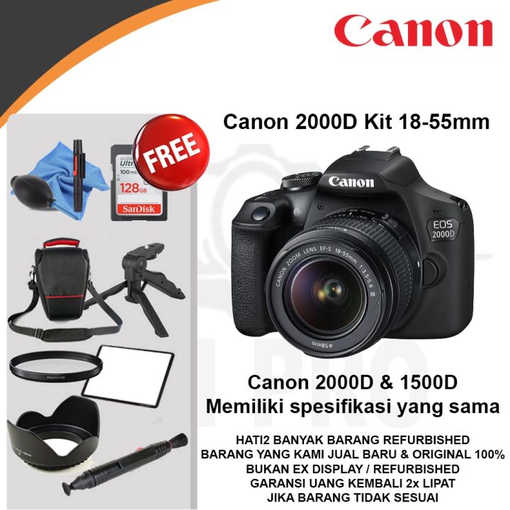 CANON EOS 2000D KIT 18-55MM III KAMERA DSLR PAKET 32GB