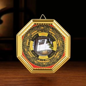 (In stock) Adjust Feng Shui Gold-rimmed compass Bagua mirror Household hanging mirror concave and convex mirror Taoist Talisman crafts