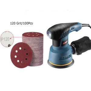 🔥5 Inch Sander Sandpaper Machine Speed Sander With 100Pcs Sandpaper Sanding Disc Polishing Sanding Machine 300W Electric Sander Power Tools 砂光机