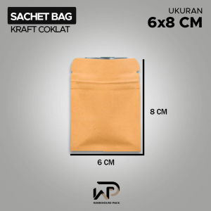 ( 10 Pcs ) Sachetbag Kraft Alumunium Ziplock| Kemasan Kertas Bubuk Kopi Snack Masker Teh Bumbu | Kemasan Sachet Alumunium Foil Gusset | Sachet Paper Kraft Alufoil