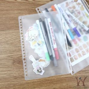 A6/A7/A5/B5 6-hole Transparent Hand Book Bags/bag accessories/Japanese Hand account Book Loose-leaf Storage Bag Zipper bag Accessories - YuanYuan Mall