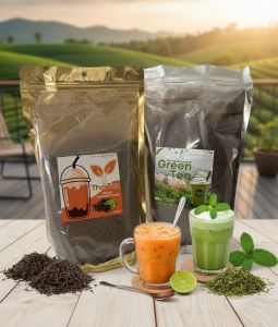 ชาเขียว 500 กรัม +ชาไทย 500 กรัม รวม 1 กก. ใบชาแท้อบแห้งจากเชียงราย