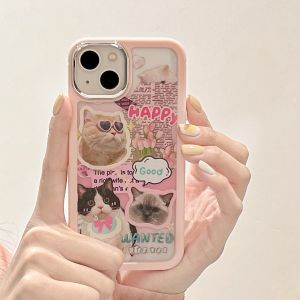 💖จัดส่ง24ชม💖iPhone11/12/13/14 Pro max case for เคสไอโฟน11 แฟชั่น บางเบาพกพาง่าย เคสด้าน การ์ตูน น่ารัก แมว Case