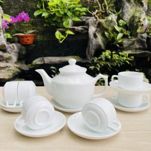 Bộ Ấm Chén Uống Trà Men Trắng Bộ Ấm Trà Sứ Cao Cấp Bát Tràng Màu Trắng Nhiều Kiểu Dáng Gốm Sứ Bát Tràng