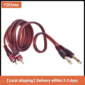 【Local shipping】 1.5M Cable Dual RCA Male to Dual 6.35mm 1 4 inch Male Mixer Audio Cable
