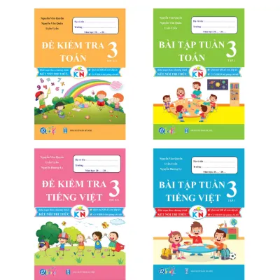 SÁCH - [ Lớp 3 - hk1 ] - Kết nối tri thức - Combo 4 quyển bài tập tuần và đề kiểm tra toán tiếng việt 3 hk1