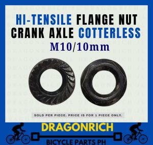 Flange Nut Bike Crank Axle Nut Cotterless Black Hi Grade M10/10mm Nut