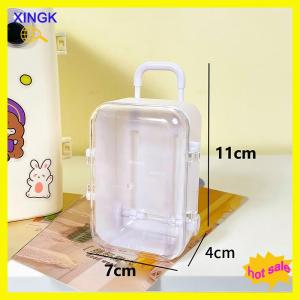 XINGK Transparent Jewelry Box Creative Mini Trunk Jewelry Organizer Simple Earrings Hairpins Storage Box Desktop Organizer Box