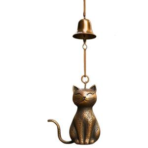 Bronze Finish Kitten Shape Wind Chimes with Durability Nylon Cords Perfect Gift for Kitten Lover Home Decoration