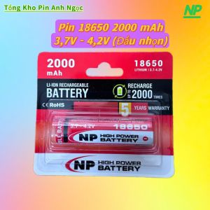 Pin Sạc 18650 Chính Hãng NP 2000mAh 37V - 42V dùng cho đèn pin radio máy nghe nhạc quạt sạc