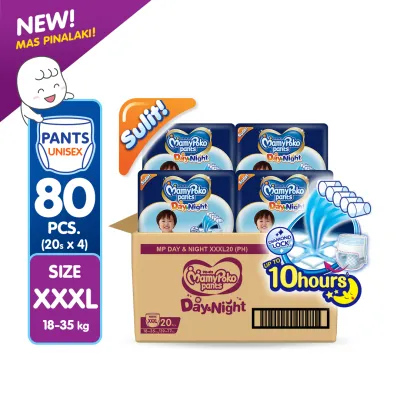 [MEGA BOX] MAMYPOKO Day & Night Baby Disposable Pants Diaper - XXXL 20pcs x 4 Packs