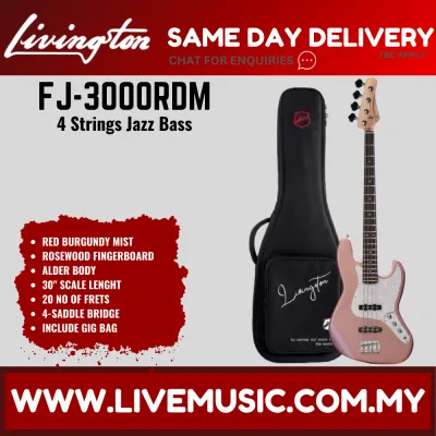 Livingston JB-3000 4-String Jazz Bass Guitar Rosewood Fretboard w/Gig Bag ( JB 3000 JB3000 / FJ 3000 FJ3000 )