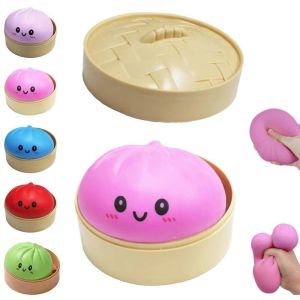 LZHDP MALL Squishy Dumpling Toy Soft Fidget Dumplings Squishy Toy Slow Rising With Steamer Dumpling Sensory Toy Novelty Colorful Squishy Bun AdultsKids