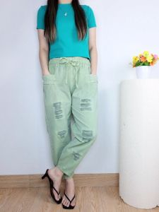 Celana Jogger wanita 7/9 kantong kancing bahan jeans premium imp /jeans katun sangat nyaman di pakai