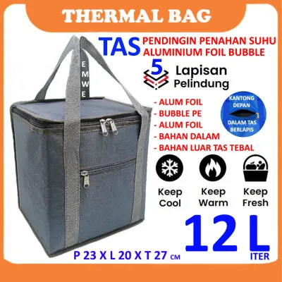 12L Cooler Thermal Bag Tas Termal Penyimpanan Susu dan Makanan Bayi / Tas Pendingin Botol Susu / Tas Perlengkapan Bekal / Thermal Insulated Bag / Travel Bag / Alumunium Foil Lunch Bag / Cake