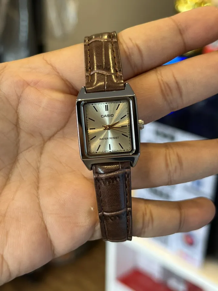 Casio square best sale watch leather