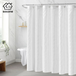 Socone Luxury 5 Star Quality Shower Curtain Waterproof Non-transparent Makapal 180x180CM 70x70inches Including Shower Rings